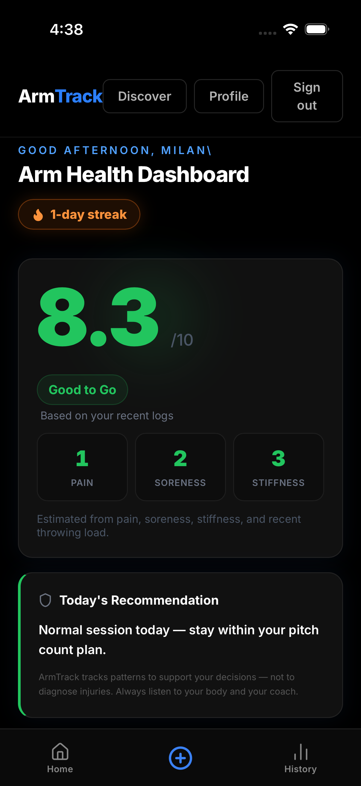 ArmTrack readiness dashboard